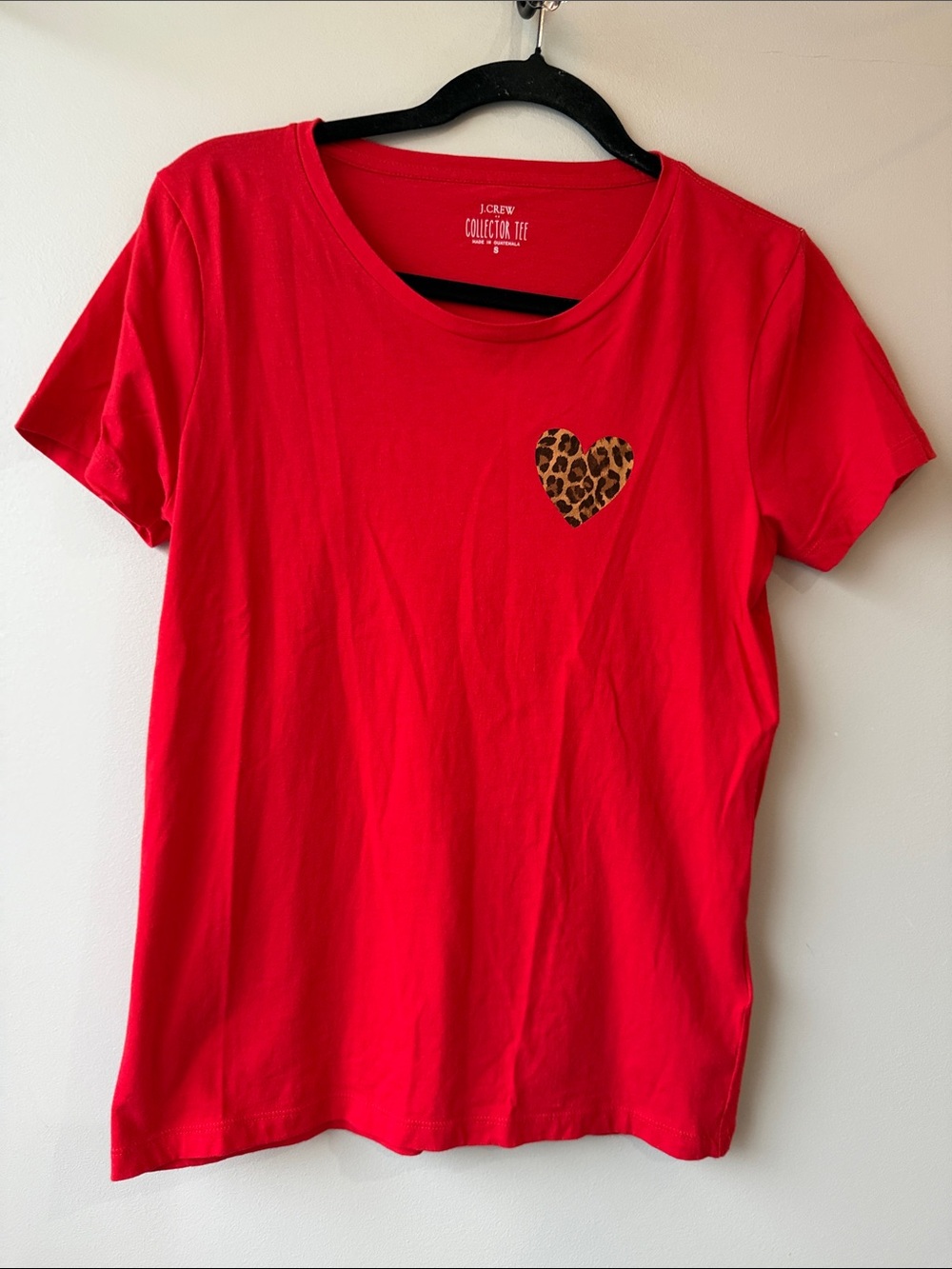J. Crew collector Tee with Leopard Heart Accent small cotton